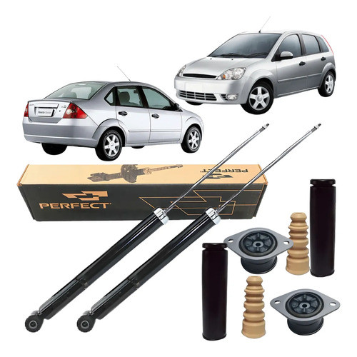 Par Amortecedor Traseiro Perfect + Kits Fiesta 2003 A 2014 Fiesta