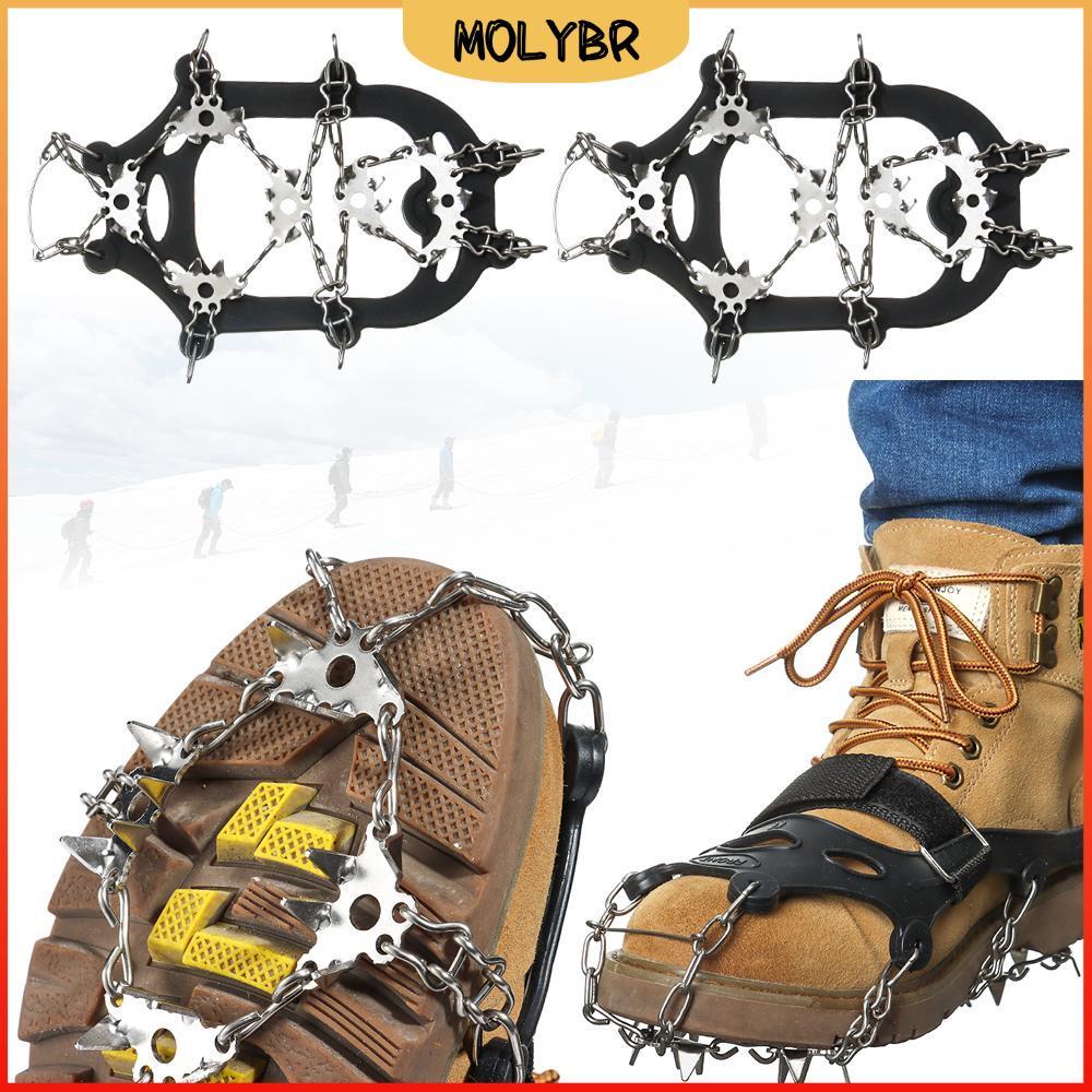 MOLYBR Sapatos De Neve Spikes Caminhadas Antiderrapante 24 Dentes Montanhismo Spike Grip Botas Corrente