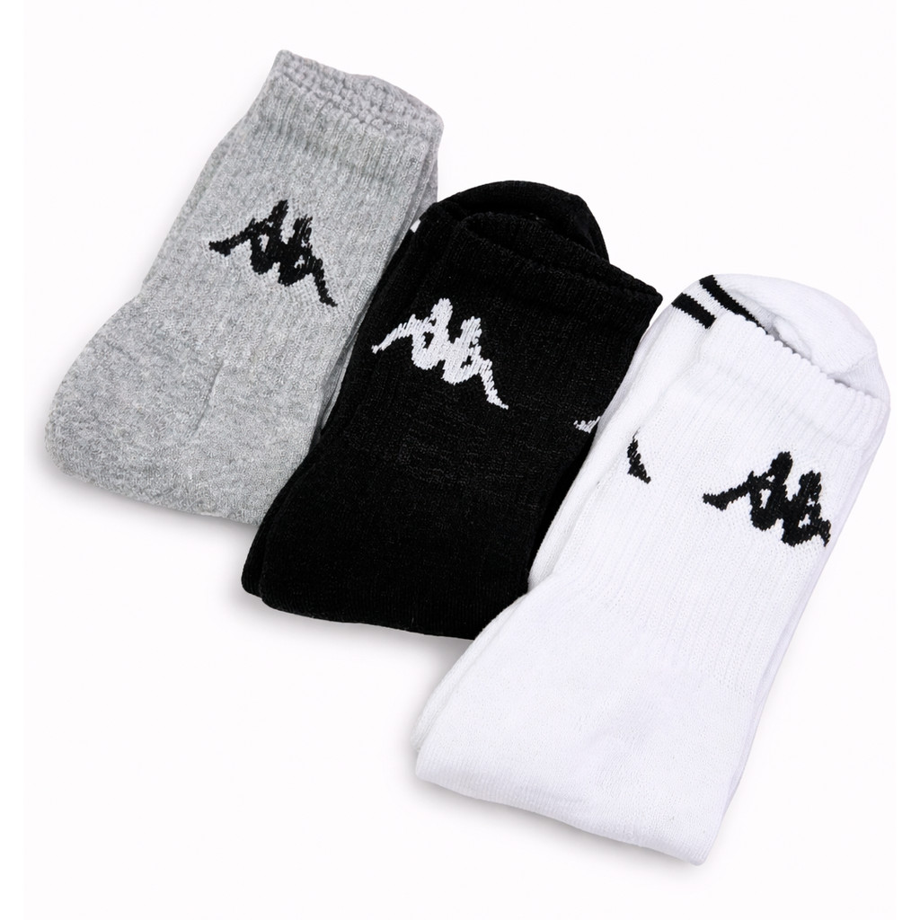 Kit 3 Pares Meia Cano Médio Esporte Branca Preta Cinza Kappa