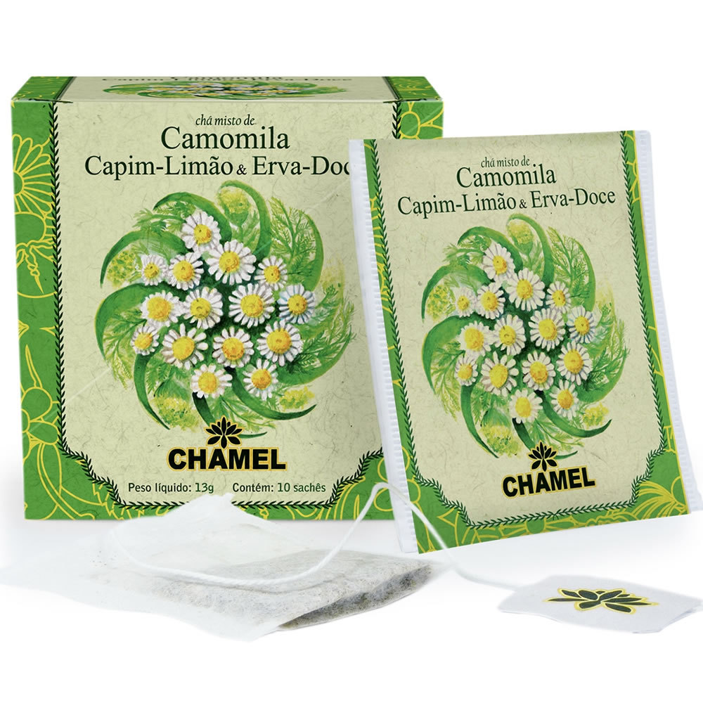 Chá Misto de Camomila, Capim Limão e Erva Doce com 10 Sachês - Chamel