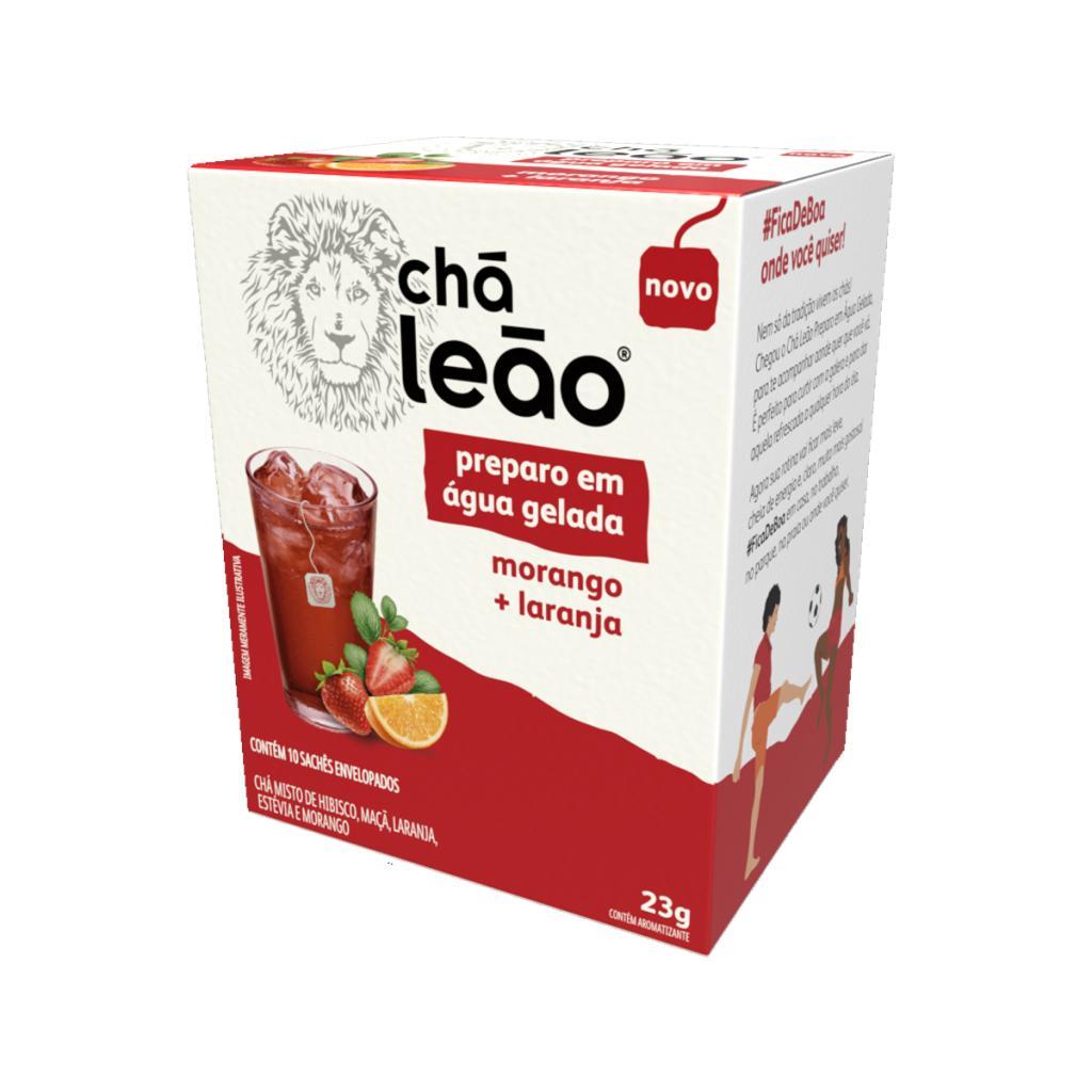 Chá Leão Sabor Morango + Laranja 10 sachês de 2,3g - Chá Leão