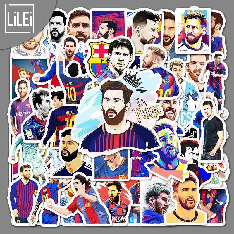 51 adesivos de graffiti do craque da La Liga Messi, sem repetição, para malas, carros, guitarras e outros objetos decora