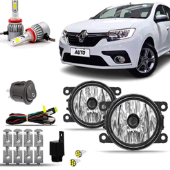Kit Farol Milha Neblina Auxiliar Farolete Cibie Completo Renault Sandero 2020 2021 2022 Super Led 6000K