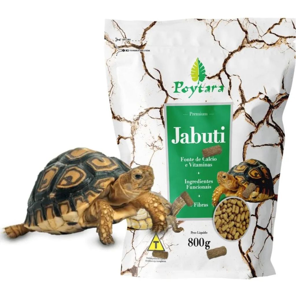 Ração Para Tartarugas Poytara Jabuti 800g Alimento Premium