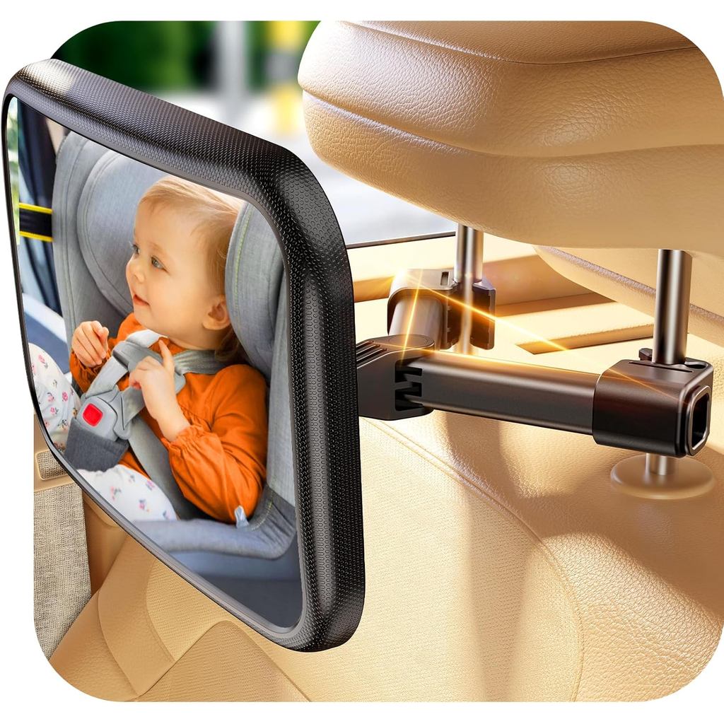 Espelho para Bebê com Design de Gancho de Encaixe, Espelho para Cadeira de Carro que Nunca Treme, Essenciais para Recém-