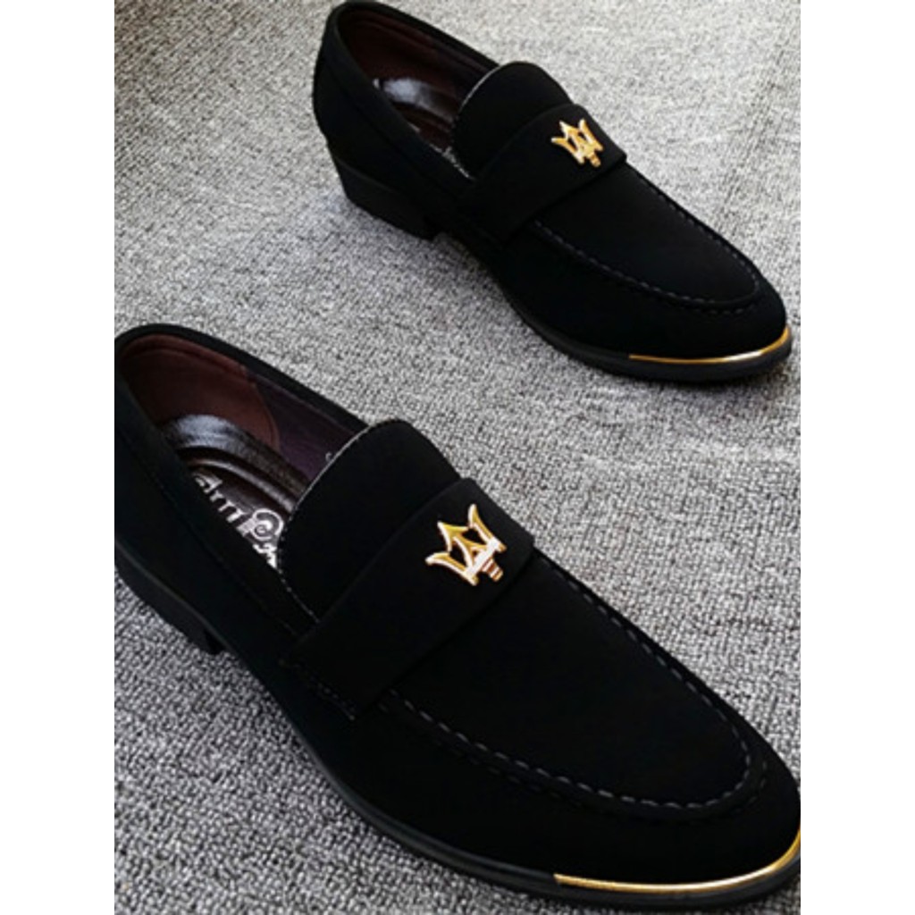All-Match novo estilo sapatos de couro casuais masculinos deslizamento-em ervilhas sapatos de negócios conjunto apontado
