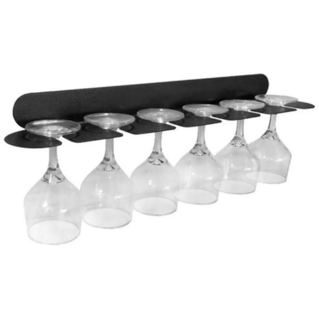 Suporte Porta 6 Taças De Vinho Prateleira Parede Adega Vinho Bar Preto em Oferta na Shopee