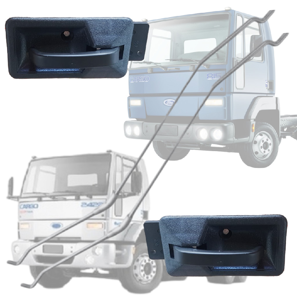 KIT PAR DE MAÇANETA INTERNA 2 TIRANTE COMPLETA CAMINHÃO FORD CARGO G1 G3