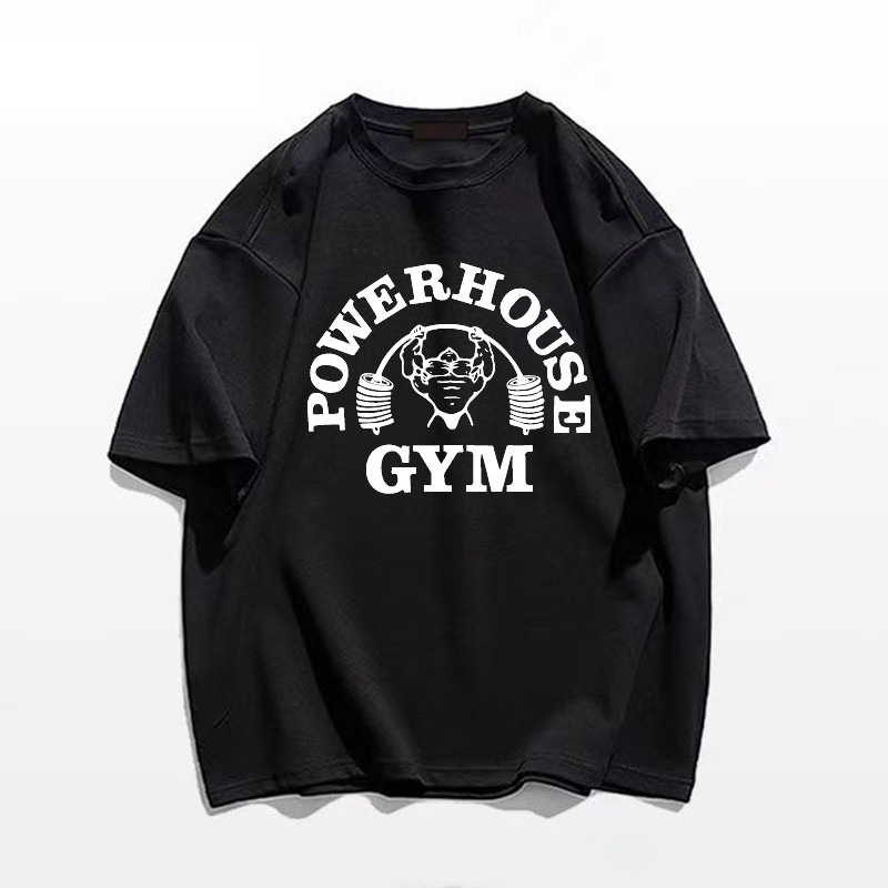 Camiseta Oversized Unissex Casual Confortável 100% Algodão "PowerHouse Gym" Novidade para Academia