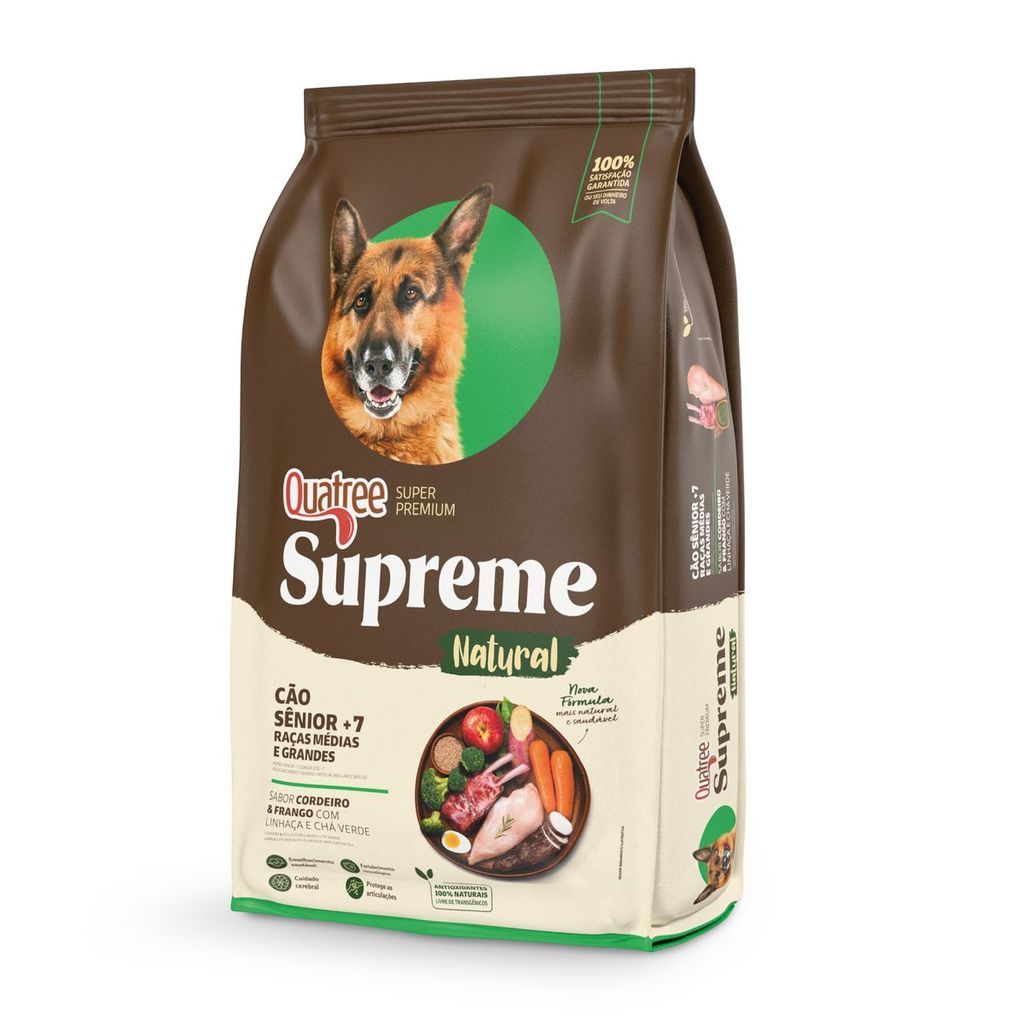 Ração Quatree Supreme Senior +7 Anos Sabor Cordeiro e Frango Médias e Grandes 15kg