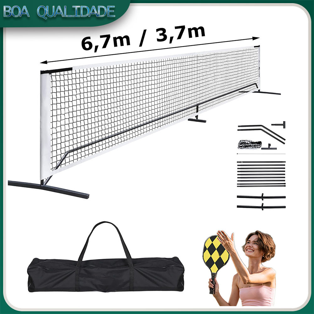 6,7/3,7m Conjunto portátil de rede de pickleball tamanho padrão com bolsa de transporte uso ao ar livre fácil de montar