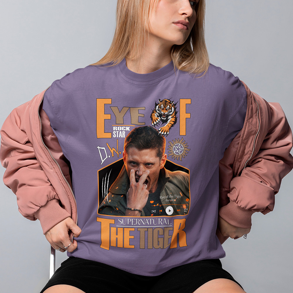 Camiseta Feminina Supernatural Camisa Dean Winchester Eye Of The Tiger Blusa Algodão Premium
