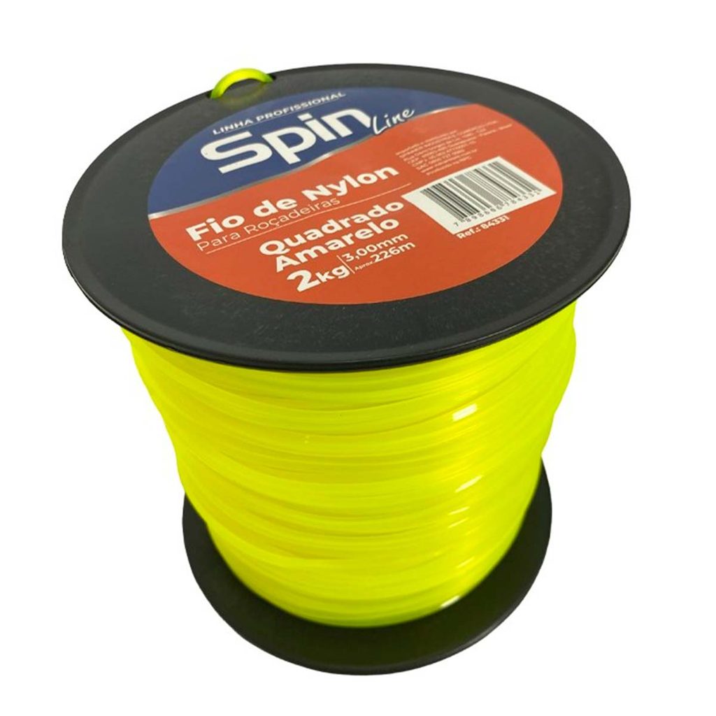 Rolo Fio Nylon 3mm Para Roçadeira Quadrado 2kg 226m Amarelo