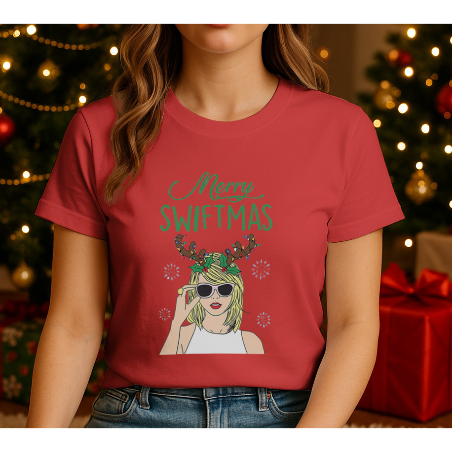 [Camiseta Premium em Algodão Puro]SISI Camiseta Swiftmas Taylor Swift | Estilo Natalino e Fashion