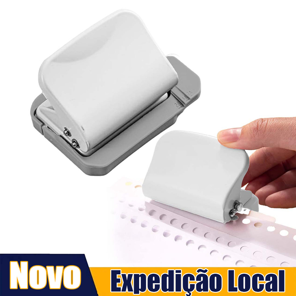 Furador de folhas soltas de metal branco com 6 furos,cortador de papel circular portátil,antiderrapante e fácil de opera em Oferta na Shopee