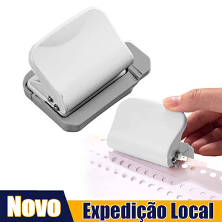 Furador de folhas soltas de metal branco com 6 furos,cortador de papel circular portátil,antiderrapante e fácil de opera em Oferta na Shopee
