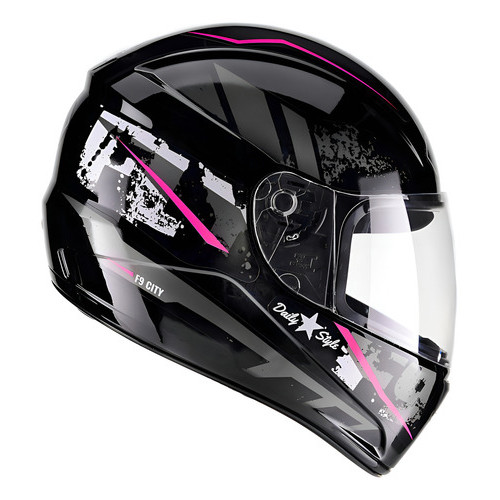 Capacete Moto Masculino Feminino Fly F-9 City Tamanho Do Capacete 56 Cor Preto Brilhante-rosa