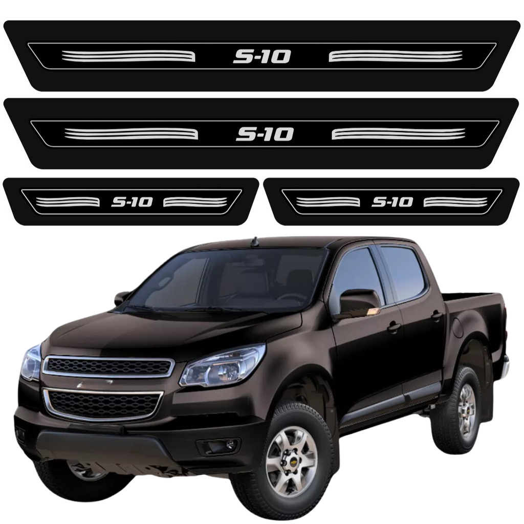 Kit 8 Pçs Soleiras Proteção Porta GM S10 Cabine Dupla 2012 13 14 15 16 17 2018