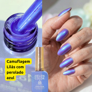 Esmalte em gel Camuflagem Lilás com Perolado Azul Helen Color 12ml Conexão Butterfly glitter em Oferta na Shopee