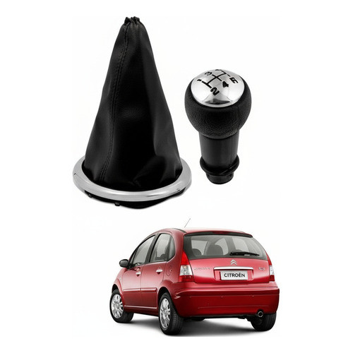 Kit Coifa Cambio + Manopla Cromada Citroen C3 2004 A 2012