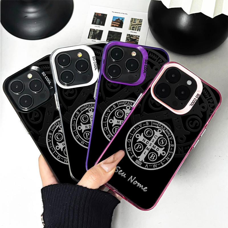 Capinha personalizada Medalha São Bento 3 para iPhone 7 8 11 12 13 15 14 16 17 pro max xr xs max 7 8 16 plus capa
