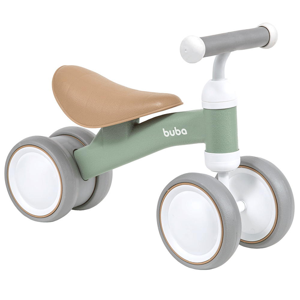 Bicicleta Equilíbrio Infantil Andador Sem Pedal 4 Rodas Bebê Buba Criança Verde