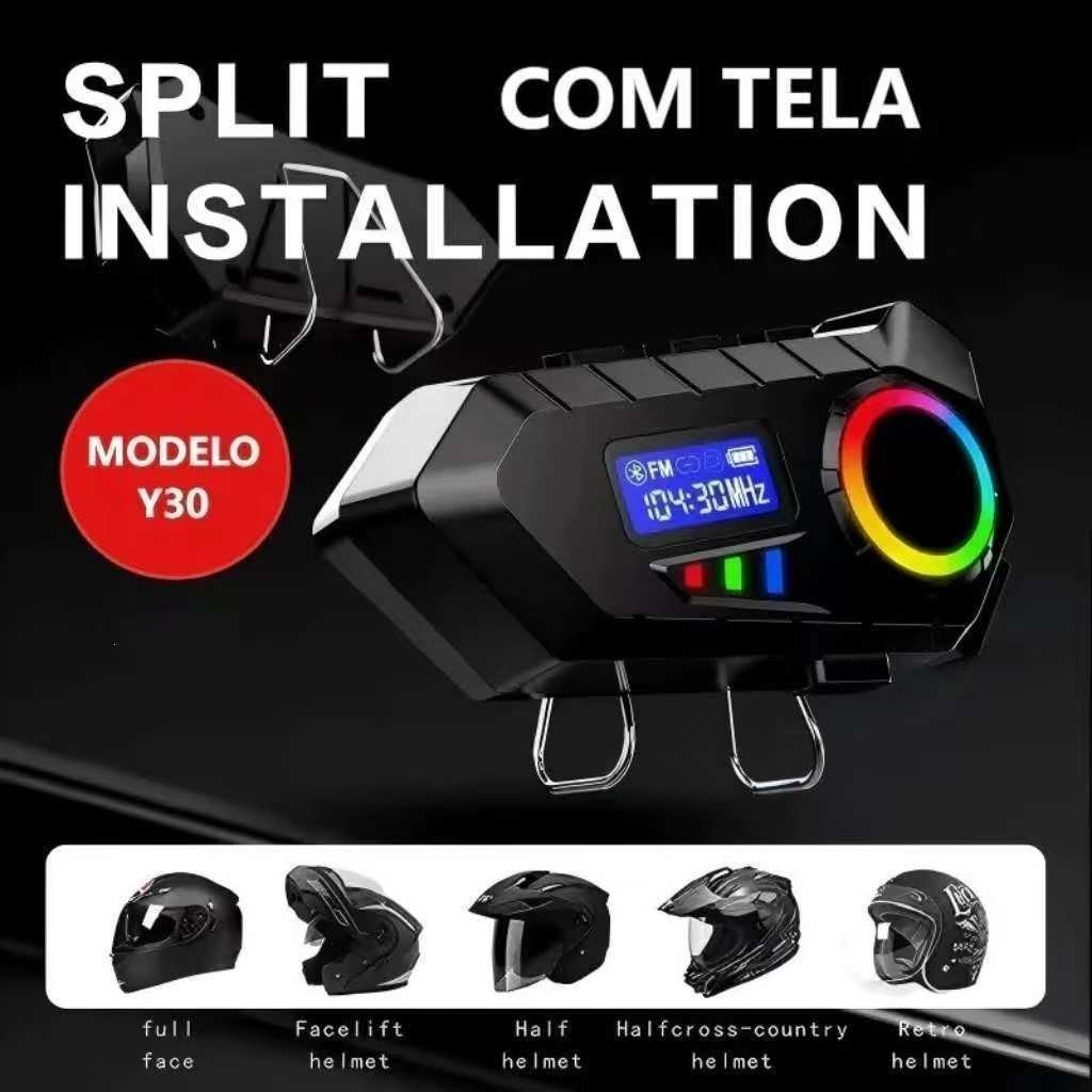 Fones de ouvido sem fio Y30 Bluetooth 5.4 com cancelamento de ruído para capacete de motocicleta fang