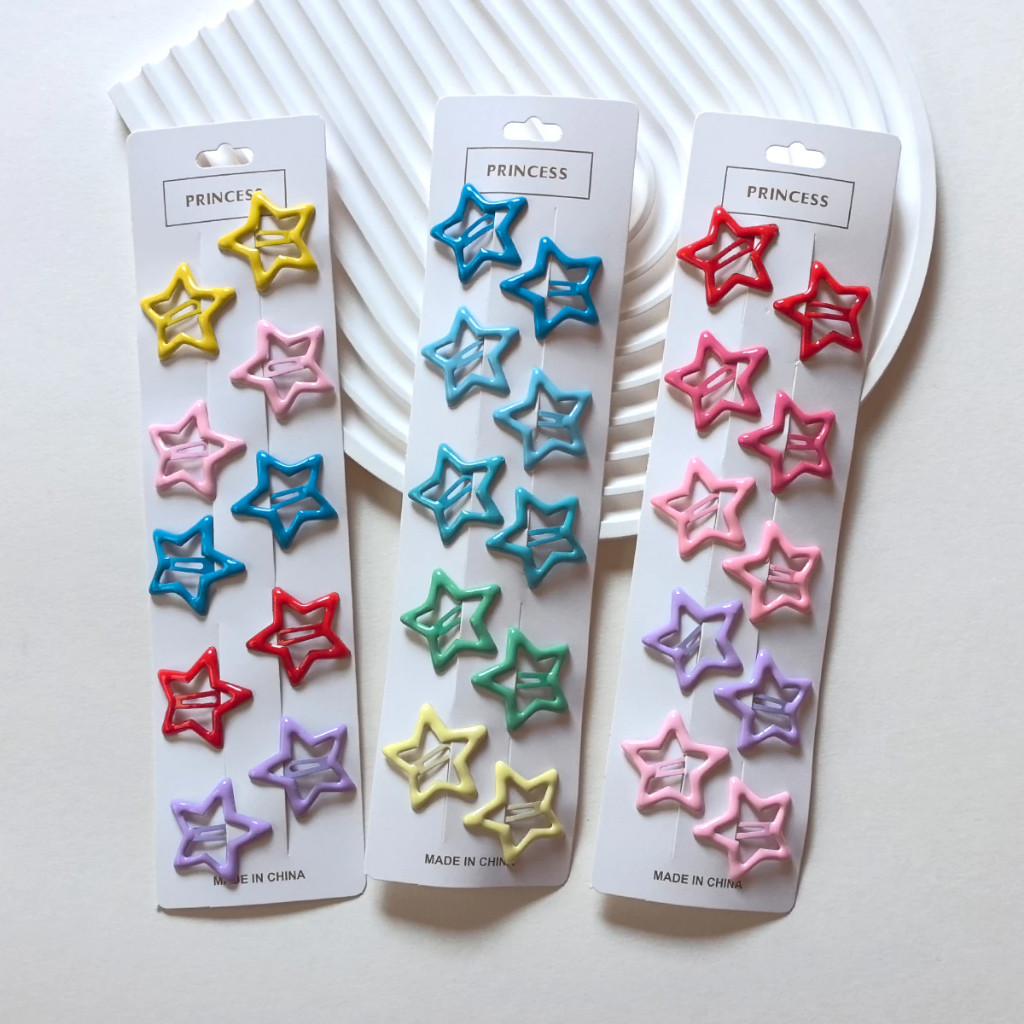 10PCS Clipe de Cabelo Estrela de Dopamina | Presilhas Coloridas e Antiderrapantes para Mulheres e Meninas. em Oferta na Shopee