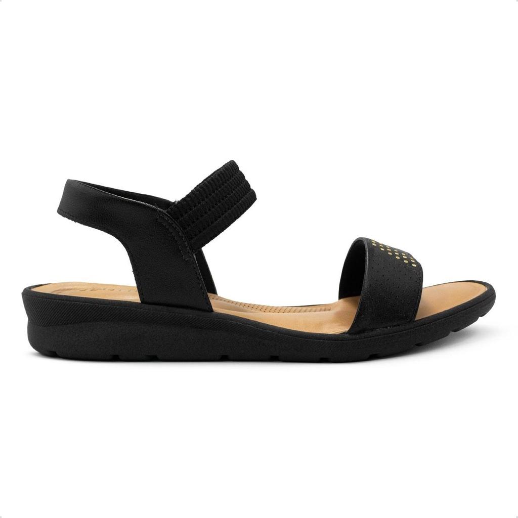 Sandália Usaflex Feminina Detalhe Rebite Couro Casual MA03006