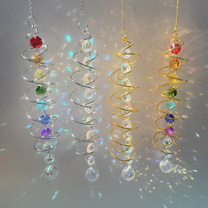 3D Espiral Cauda Vento Bola de Cristal Rotativa Apanhador de Sol Energia Eterna Fabricação de Arco-Íris Ornamentos Pende