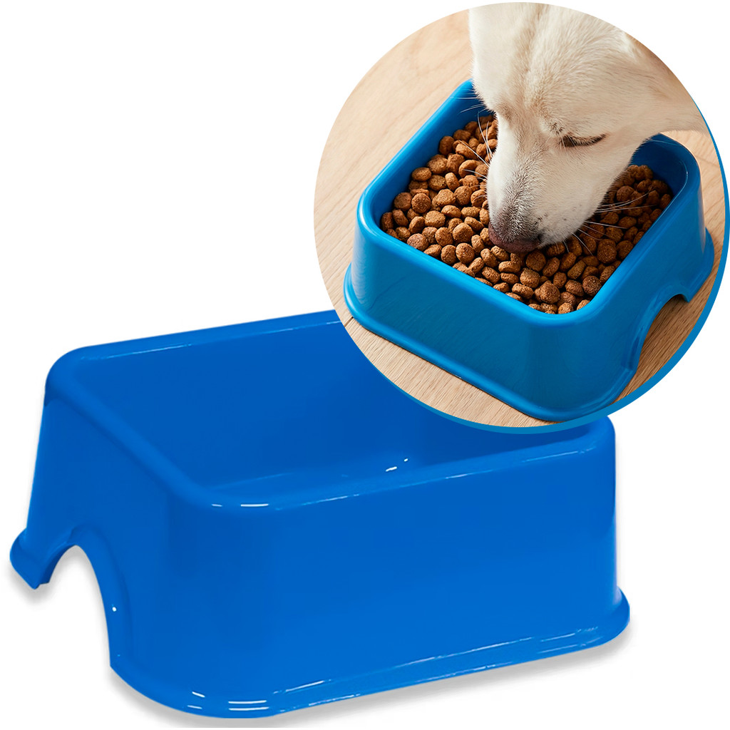 Pote para Cães Furacão Pet Quadrado N4 2 Litros Azul Comedouro Bebedouro Plástico Cachorro