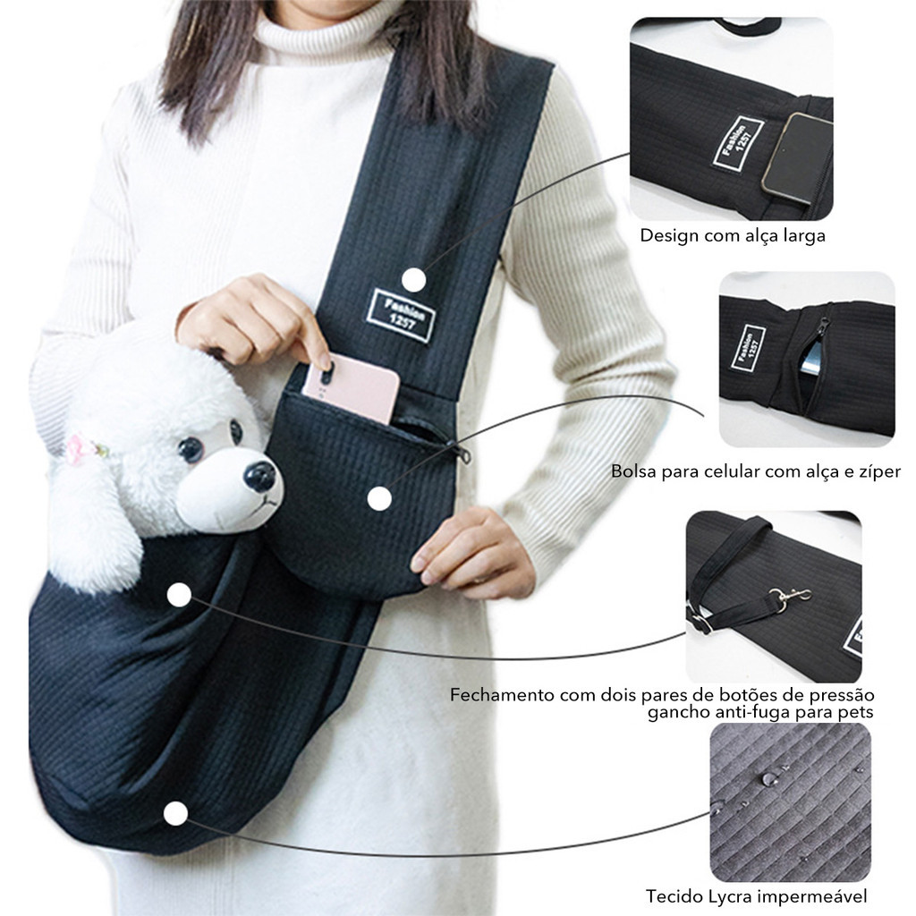 Mochila Canguru Cachorro Gato Bolsa Ombro Pet Outdoor Passeio Aventura Mochila Pet com Tela Respirável e Fivel