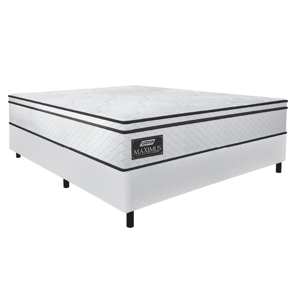 Cama Box Casal Queen Gazin Colchão Molas Ensacadas 158x198x62cm New Branco Linho em Oferta na Shopee