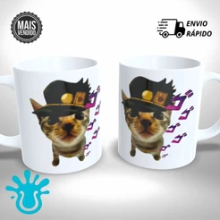Caneca Personalizada Gatinho Fofo Jotaro Jojo - Presente Único e Criativo
