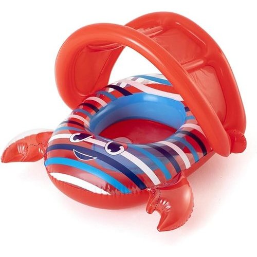 Boia Bote Infantil Inflável Bebê Cobertura Proteção Sol 6 A 18 Meses Piscina Praia PVC Furo Perna