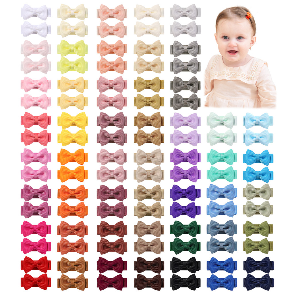 40/50/60/Pçs Fita Fofa De 1.2', Mini Laços De Cabelo , Clipes Para Bebês Meninas , Grampos Feitos À Mão , Acessórios De 