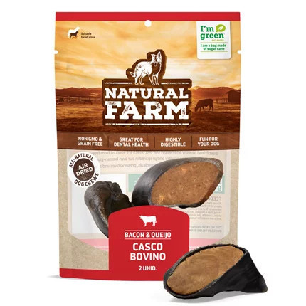 Casco Recheado  Natural Farm - Casco Bovino Com Recheio Sabor Bacon e Queijo com 2 Unidades para Cães em Oferta na Shopee