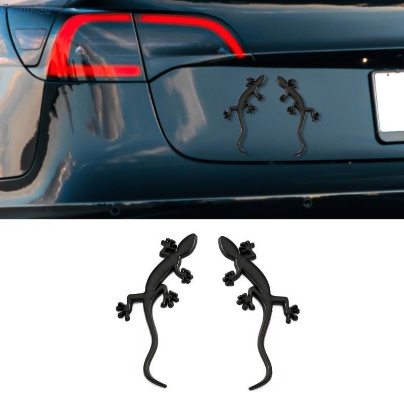 dusur9 Par 1 3D Geckoes Lagarto Metal Adesivos Carro Emblema Emblemas Decalques Para Veículo Distintivo Exterior E