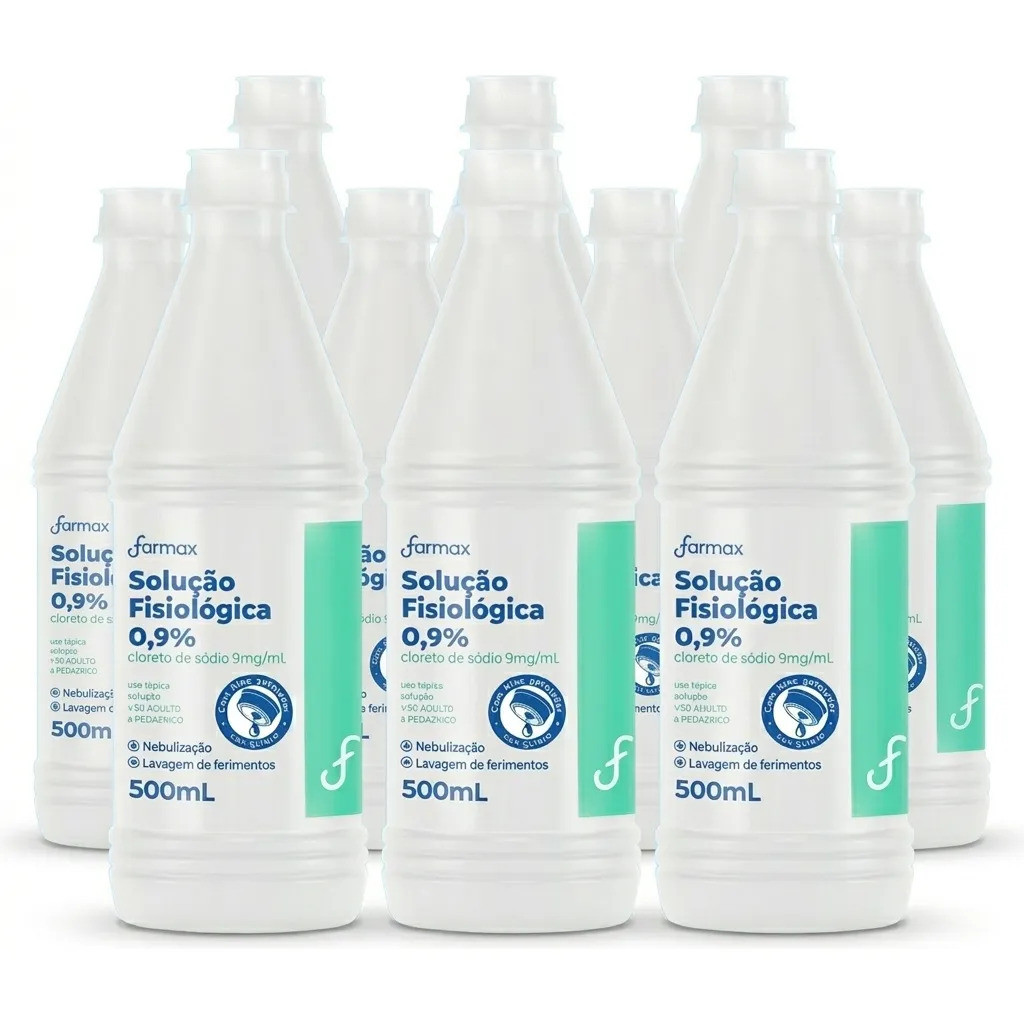 Kit 10 Soro Fisiológico 500ml Estéril Nebulização E Limpeza
