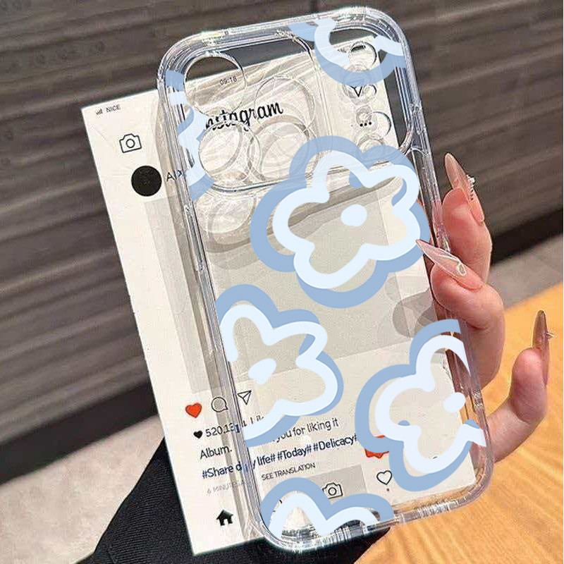 Flor Azul Caso De Telefone Para Samsung S26 S25 Ultra S24 S22 S23 FE A57 A55 5g A35 A54 A53 A37 A36 A16 A17 A06 Capa