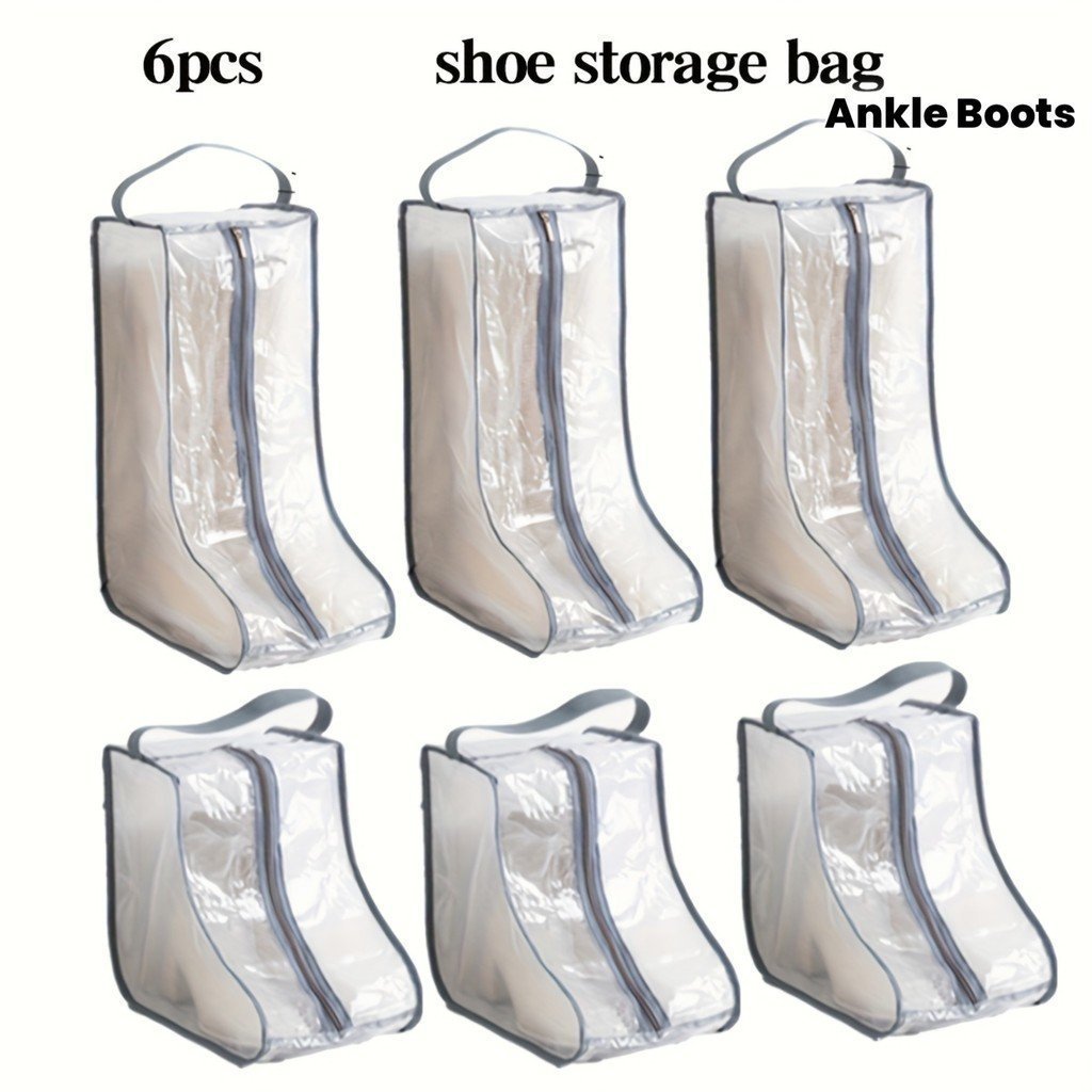 6件套鞋收纳袋，无纺布材质，防尘防潮，带提手 - 适用于平底靴、短靴和长靴 - 旅行鞋收纳袋。