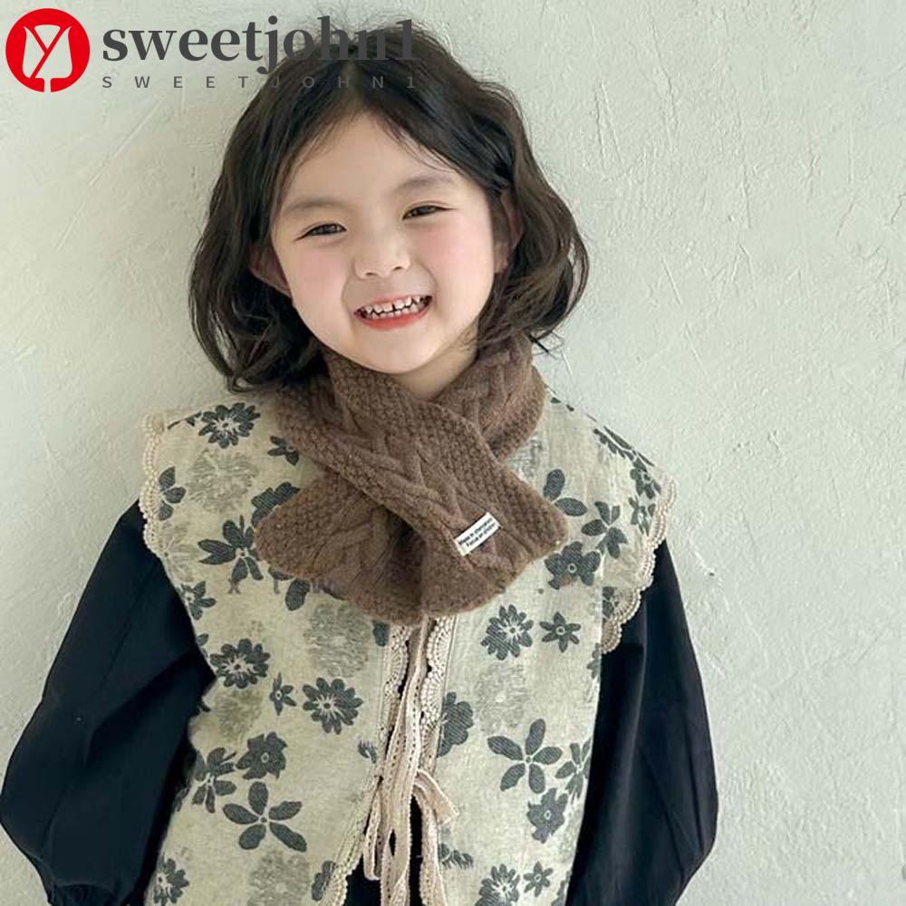 SWEETJOHN1 Lenço De Malha Infantil , Elástico De Cor Sólida Para Crianças , Silenciador Cruzado De Inverno Longo E Macio