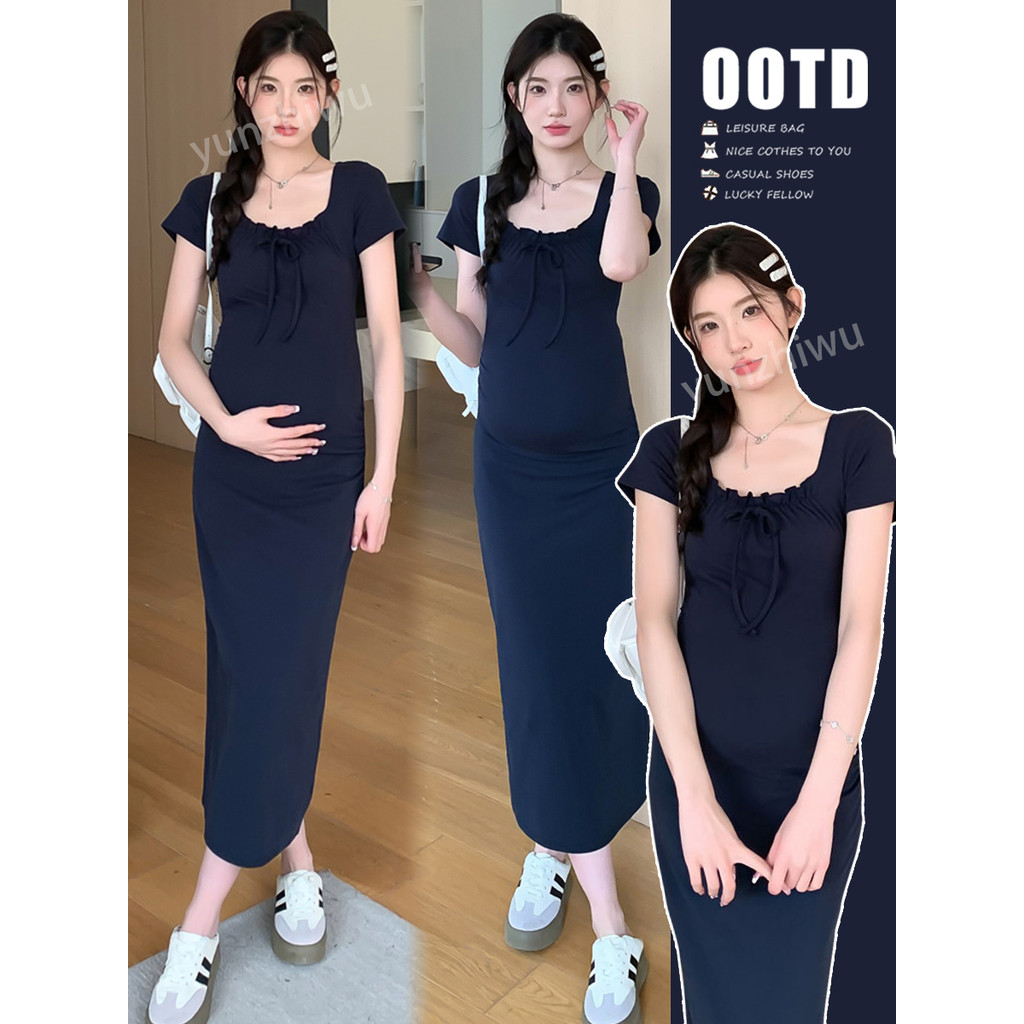 Roupa de maternidade vestido de verão 2026 novo estilo vestido verão temperamento High-End na moda mãe gravidez roupa fr