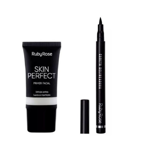 KIT Primer Facial Ruby Rose Skin Perfect + Caneta Delineadora Professional Ruby Rose