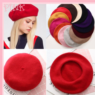 Boina Francesa Feminina Pink1 / Cor Sólida / Quente para o Inverno / Boina / Boina