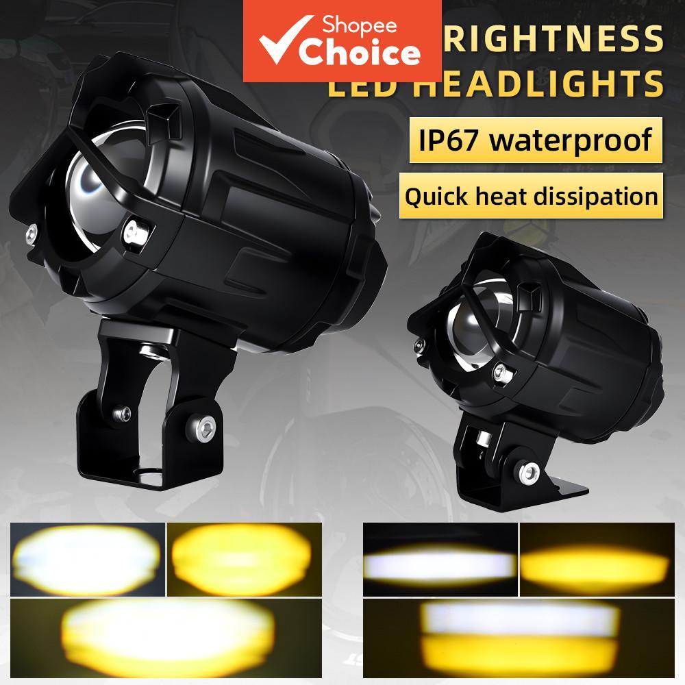 Holofote LED de Alta Potência com Luz Dupla (Branco/Amarelo) para Farol Auxiliar de Motocicleta