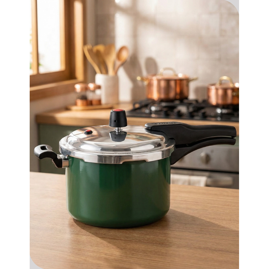 Panela de Pressão 4,5L Panelux Premium Antiaderente 6 Camadas Verde com Sistema de Segurança