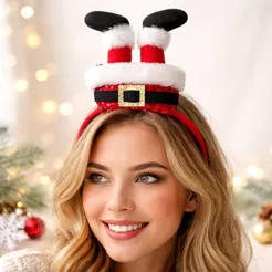 Tiara de Natal - Perna do Papai Noel - Vermelho e Branco - 28cm - 1 unidade - Rizzo