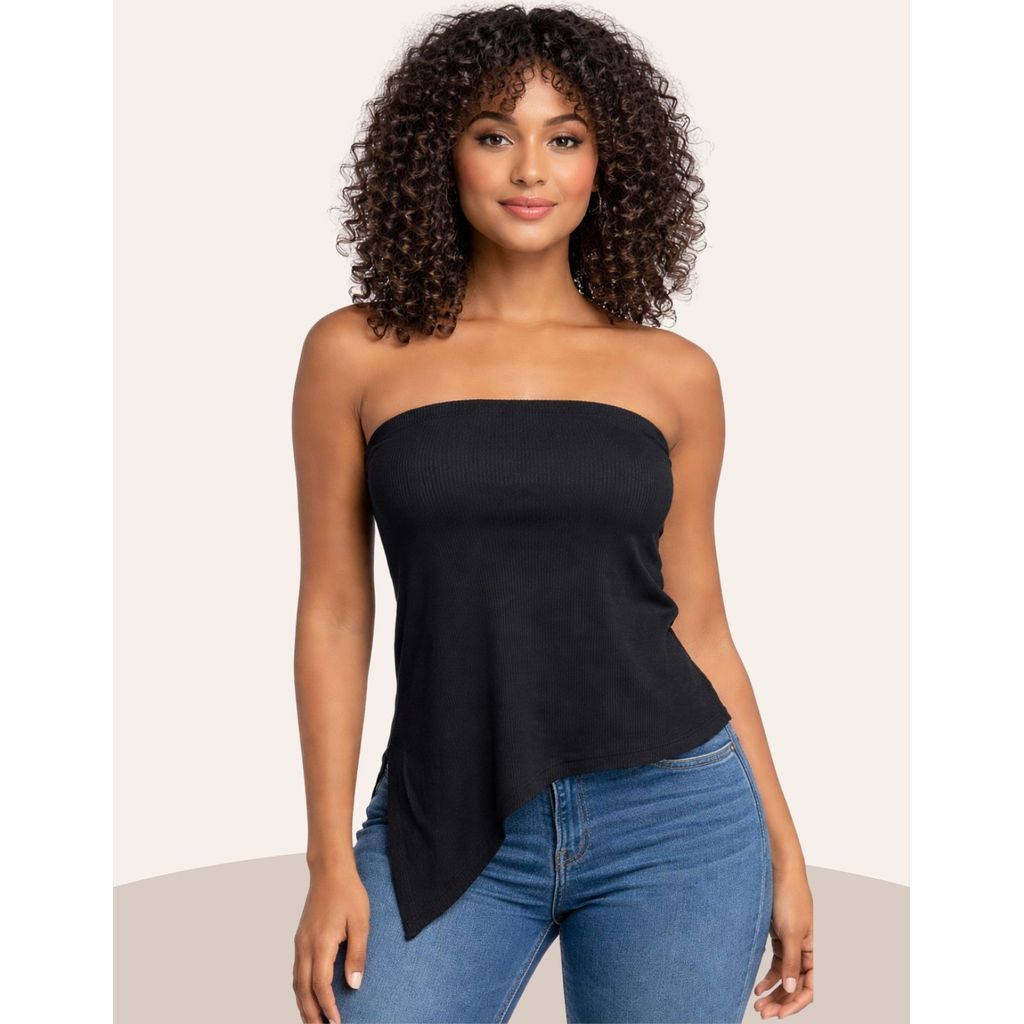 Blusinha Tomara Que Caia Feminina Ribana Canelada Assimétrica Tendência Moda Versátil Conforto e Estilo