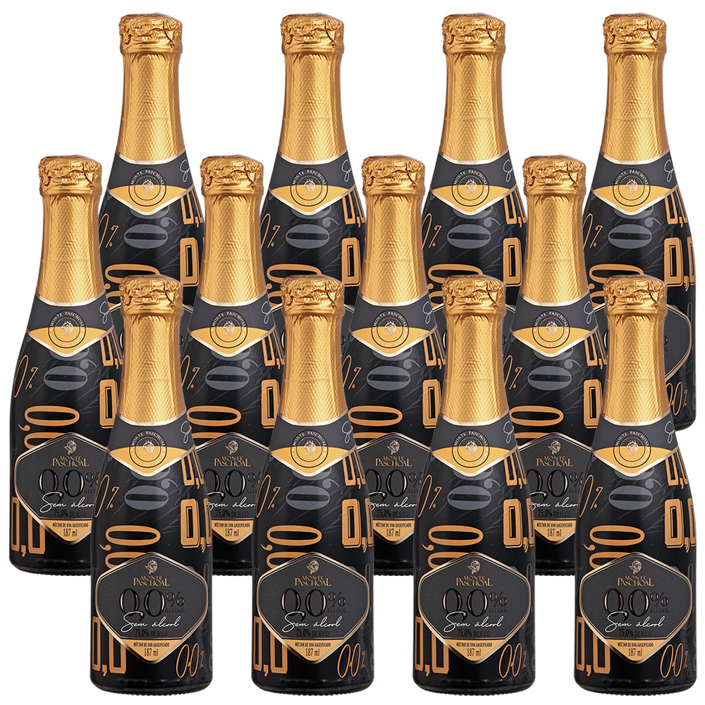 Kit 12 Mini Espumante Monte Paschoal Não-alcoólicos187ml